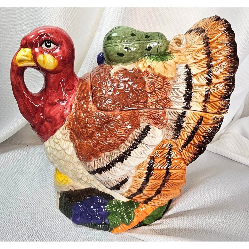 VTG 1997 Jay Import Co Ceramic Turkey Cookie Jar Thanksgiving Harvest Decor